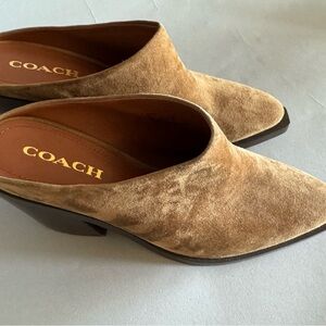 Coach Women's Tan Suede Mules